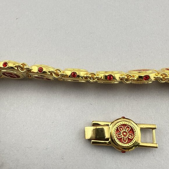 Camrose & Kross JBK Bracelet Red Castellani Wedding Jackie Kennedy Gold Tone 8" - Picture 5 of 16